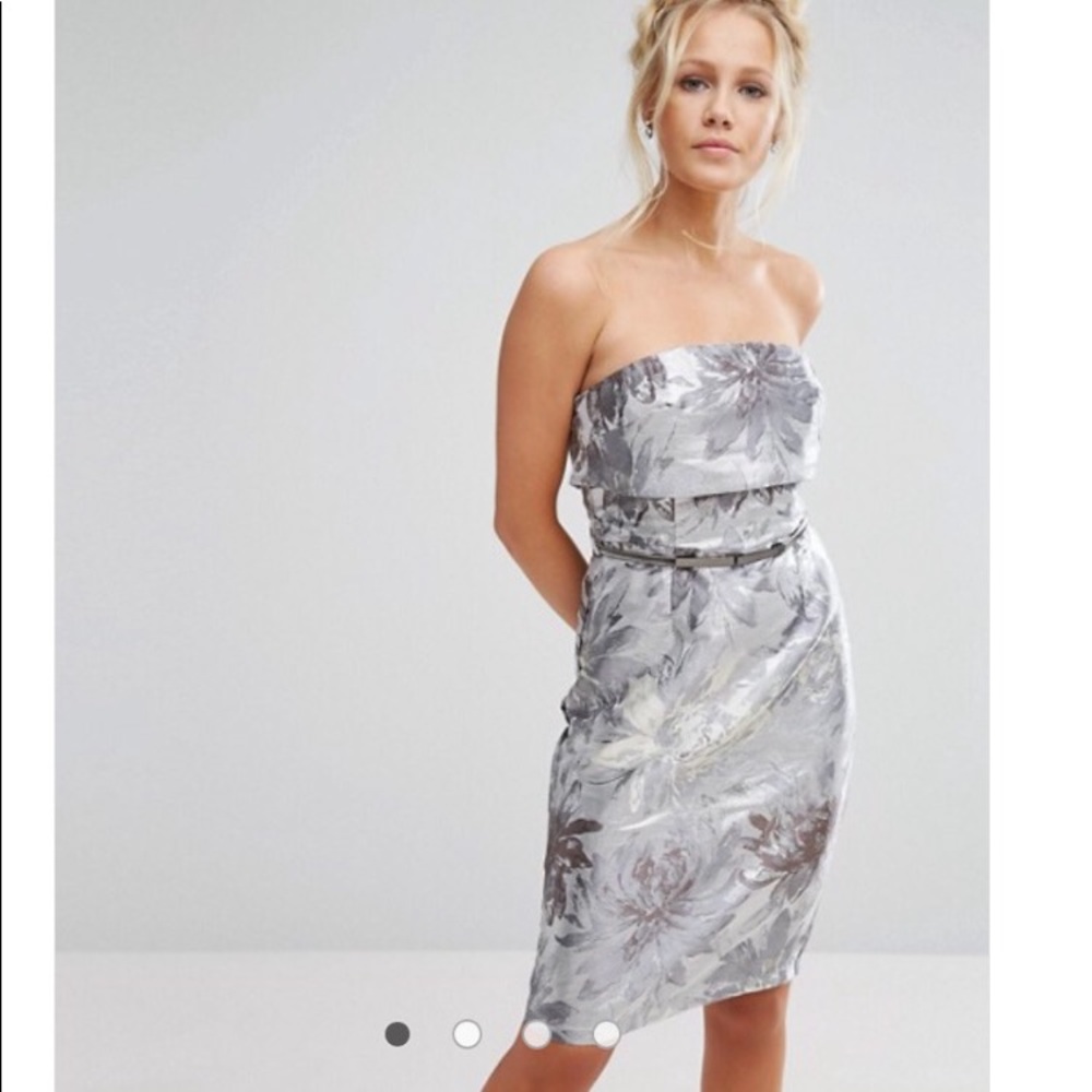 ASOS Silver Jacquard Cocktail Dress